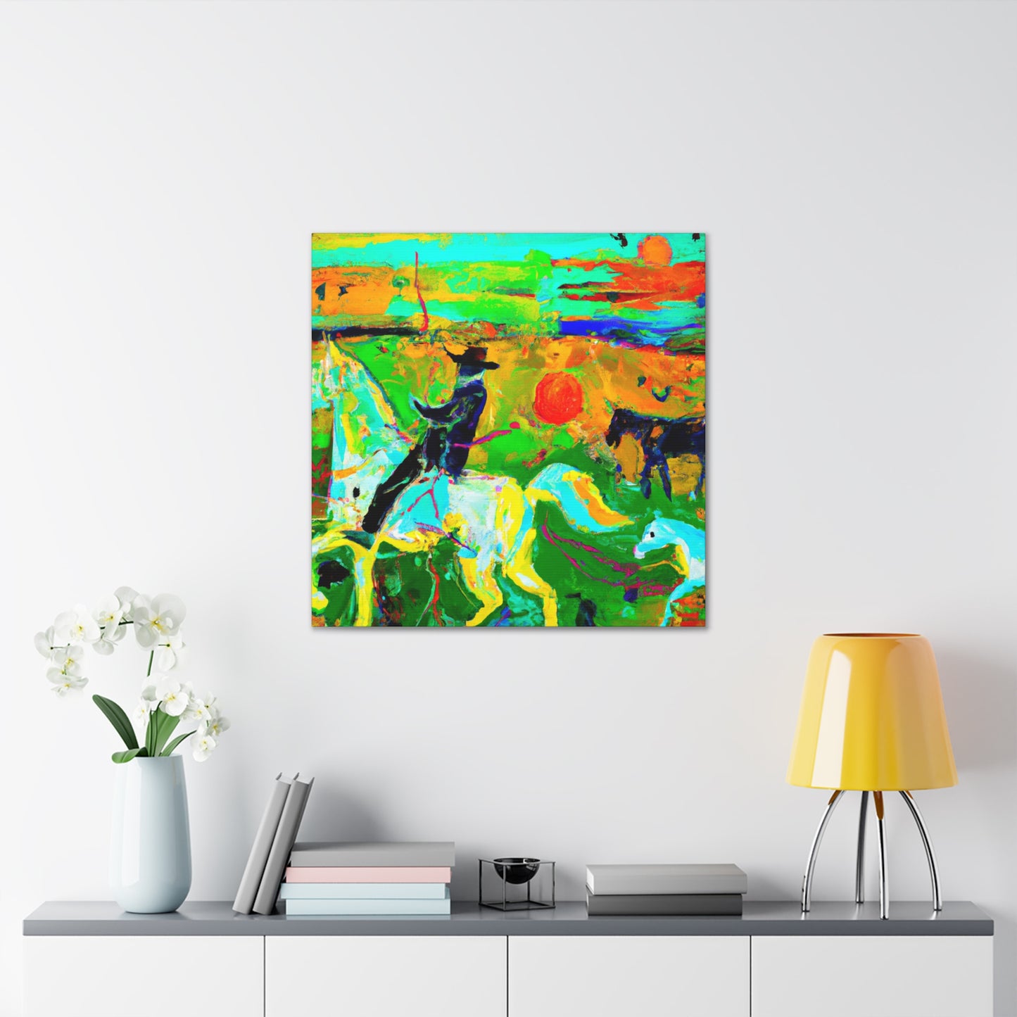 "Horses in Pastures Content" - Canvas