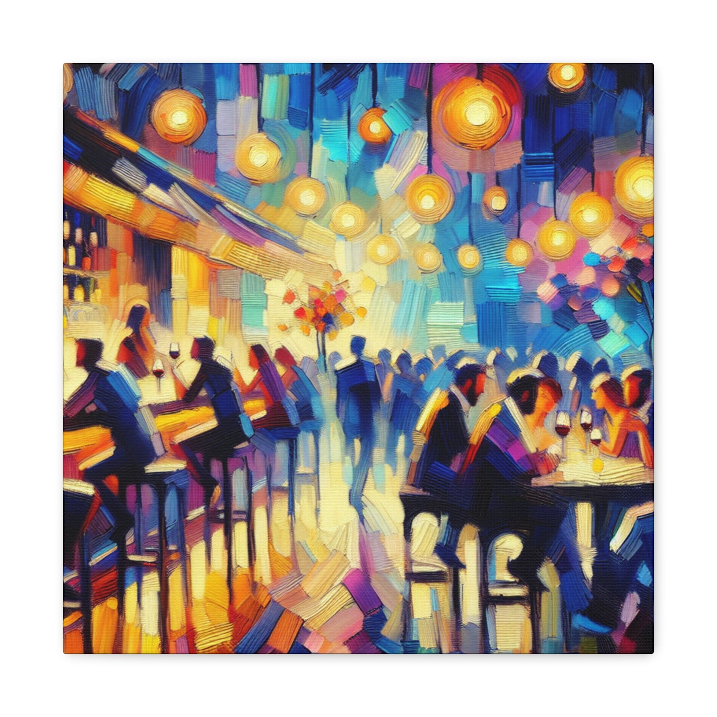 Vibrant Wine Bar Scene - Canvas