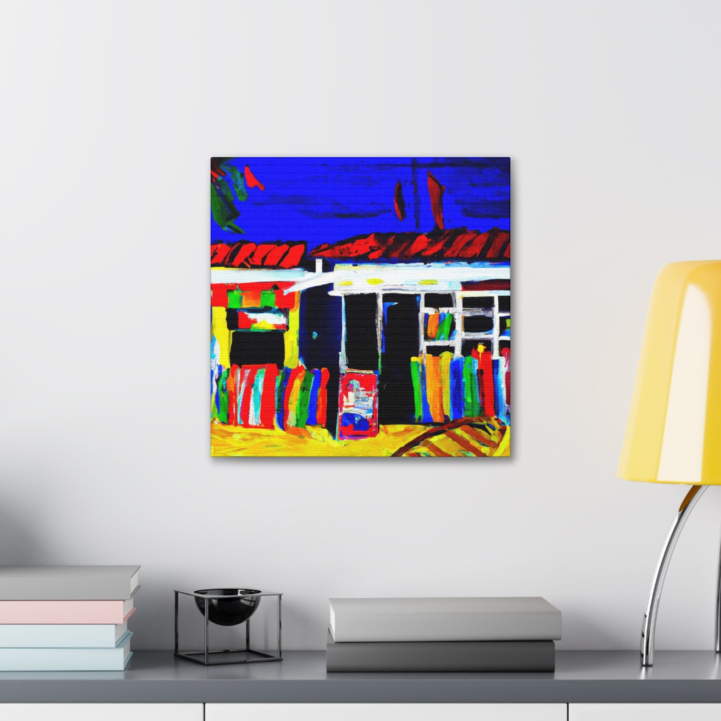 "Beach Shops Expressionism" - Canvas