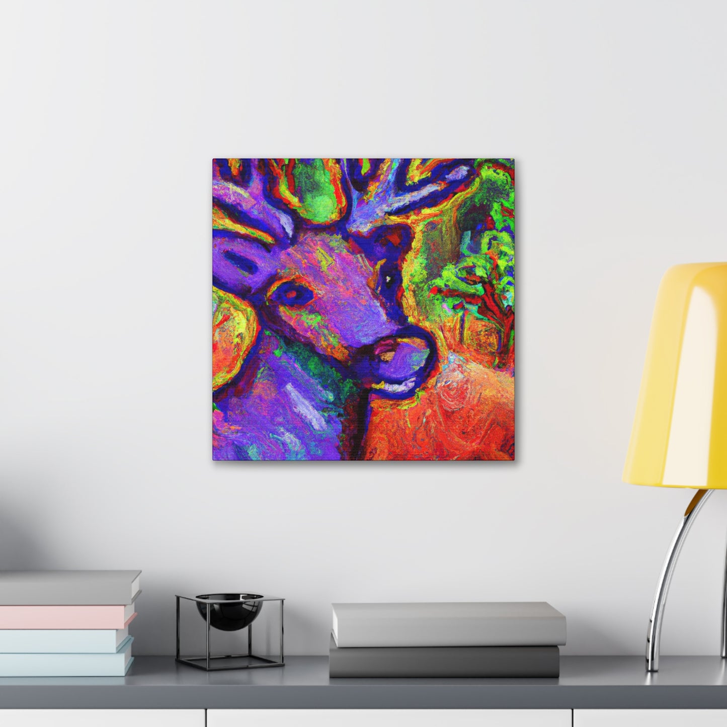 "Reindeer in Fauvist Fire" - Canvas