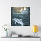 Dolphins at Playful Sunset - Canvas