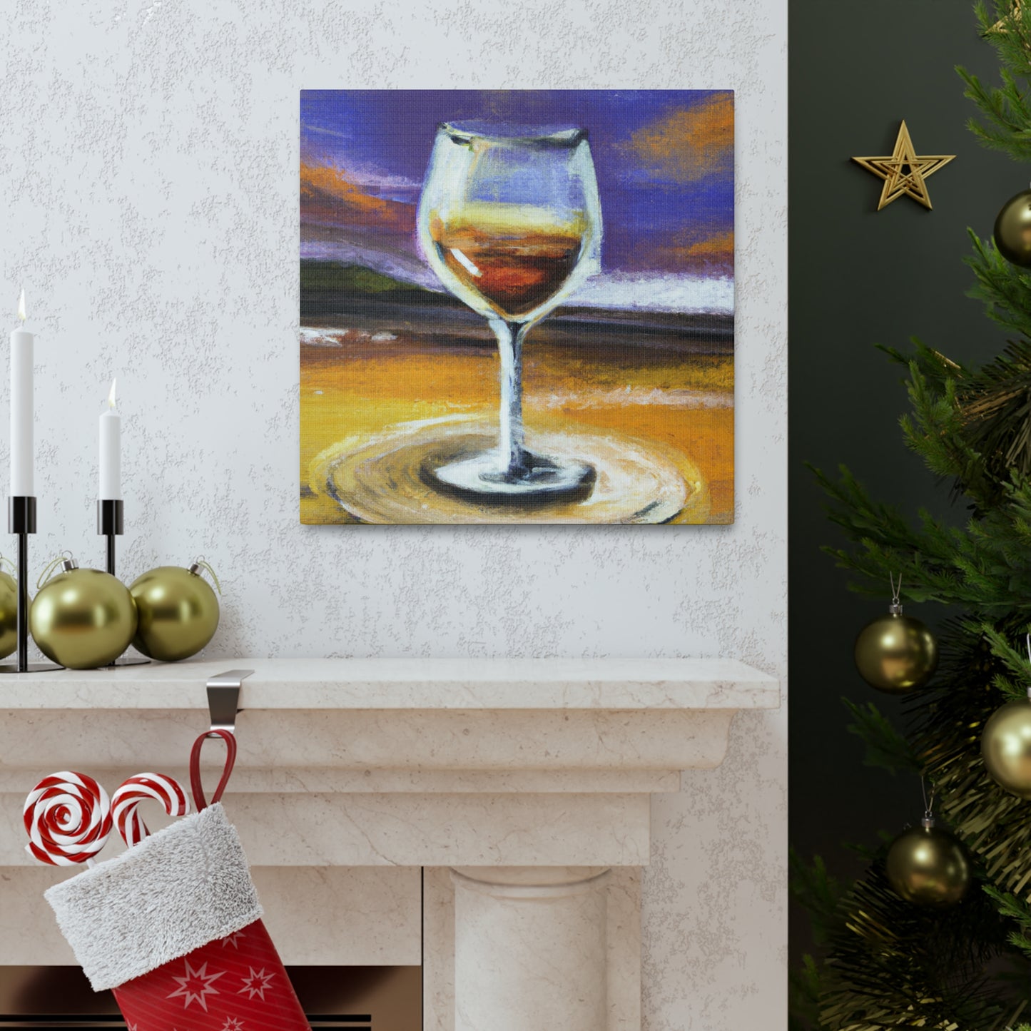 "Wine Glass by Moonlight" - Canvas