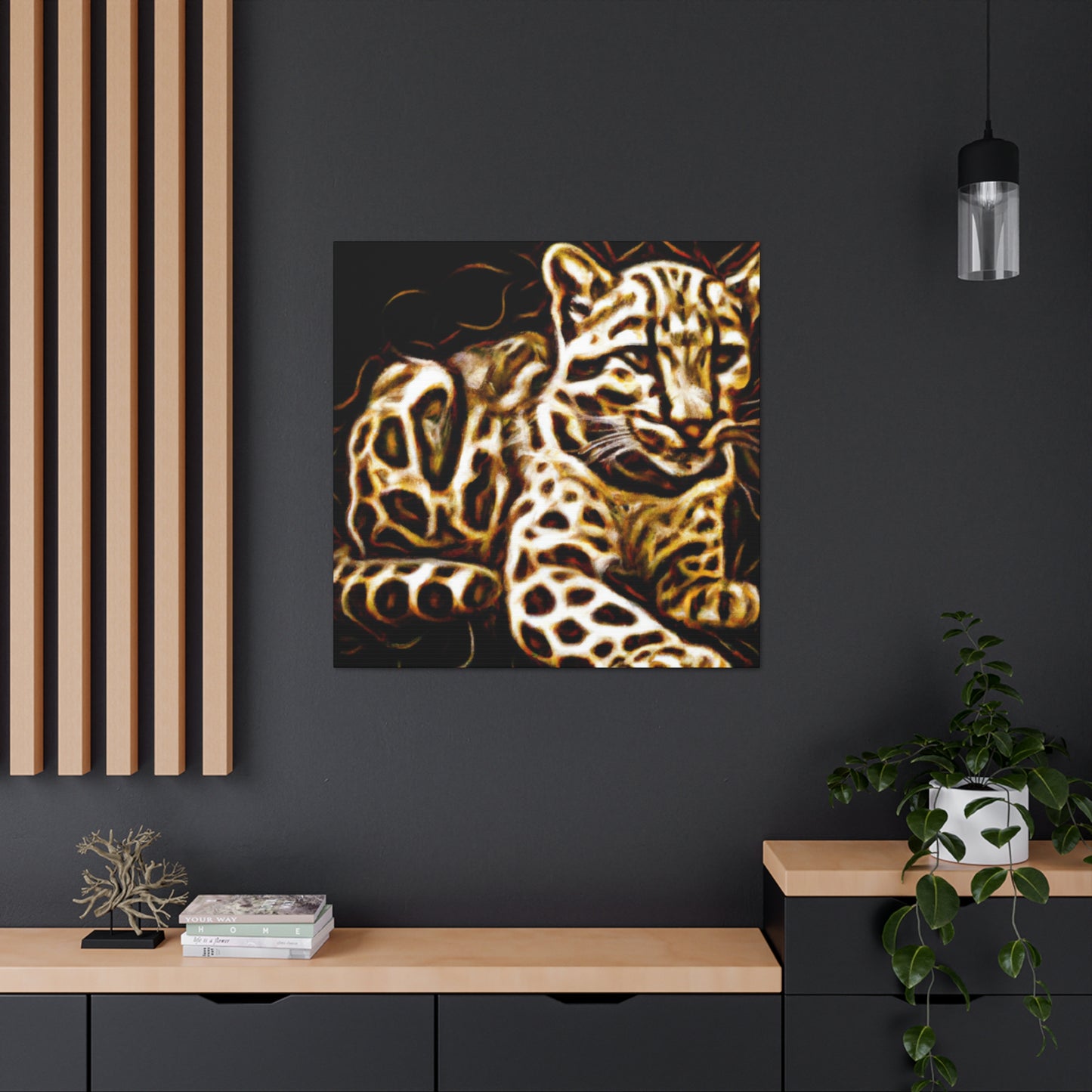 The Clouded Leopard is a species of wild, big cat that is native to the tropical and subtropical forests of Southeast Asia. It is known for its distinctive colouring and spotted coat which is why it is often referred to as the - Canvas