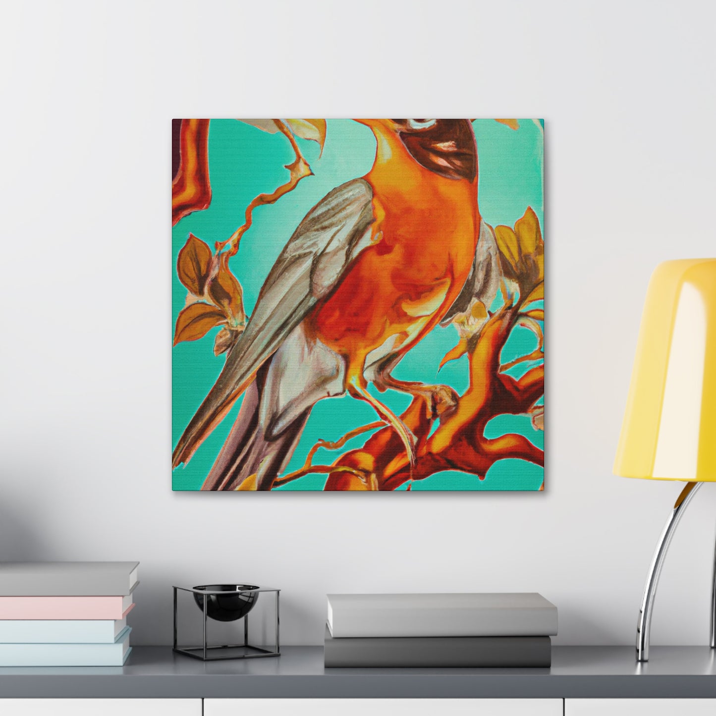 "American Robin's Songbird Symphony" - Canvas