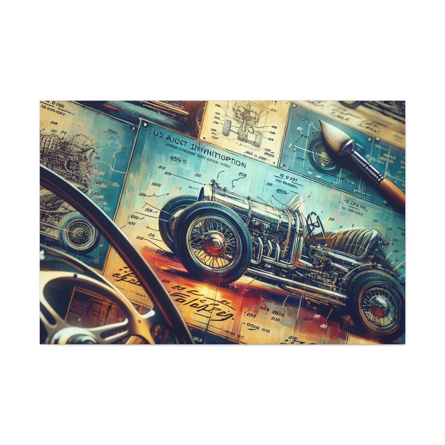 Revolutionary Automotive Patent Art - Canvas