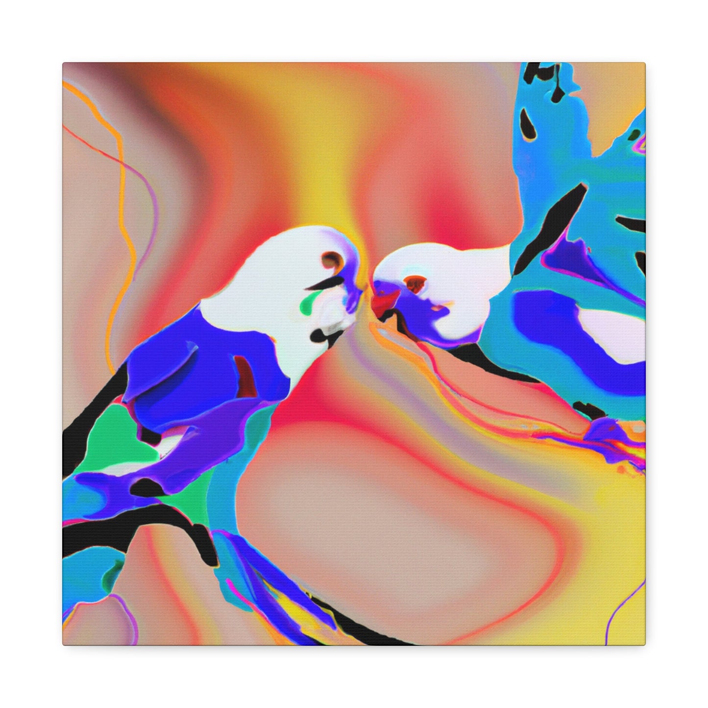 Parakeets in Flight. - Canvas