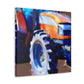 Old Tractor Plowing - Canvas