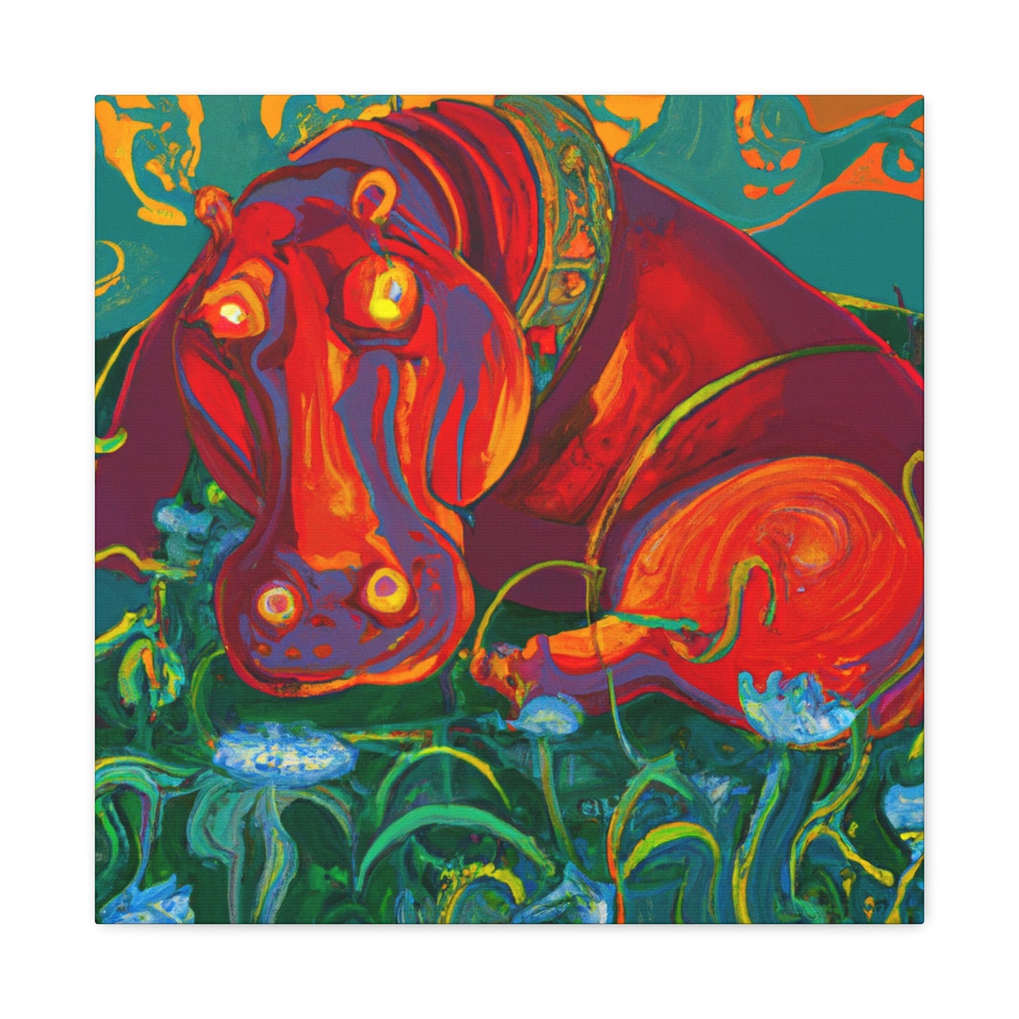 Hippo in Art Nouveau - Canvas