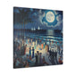 Moonlit Coastal Celebration. - Canvas