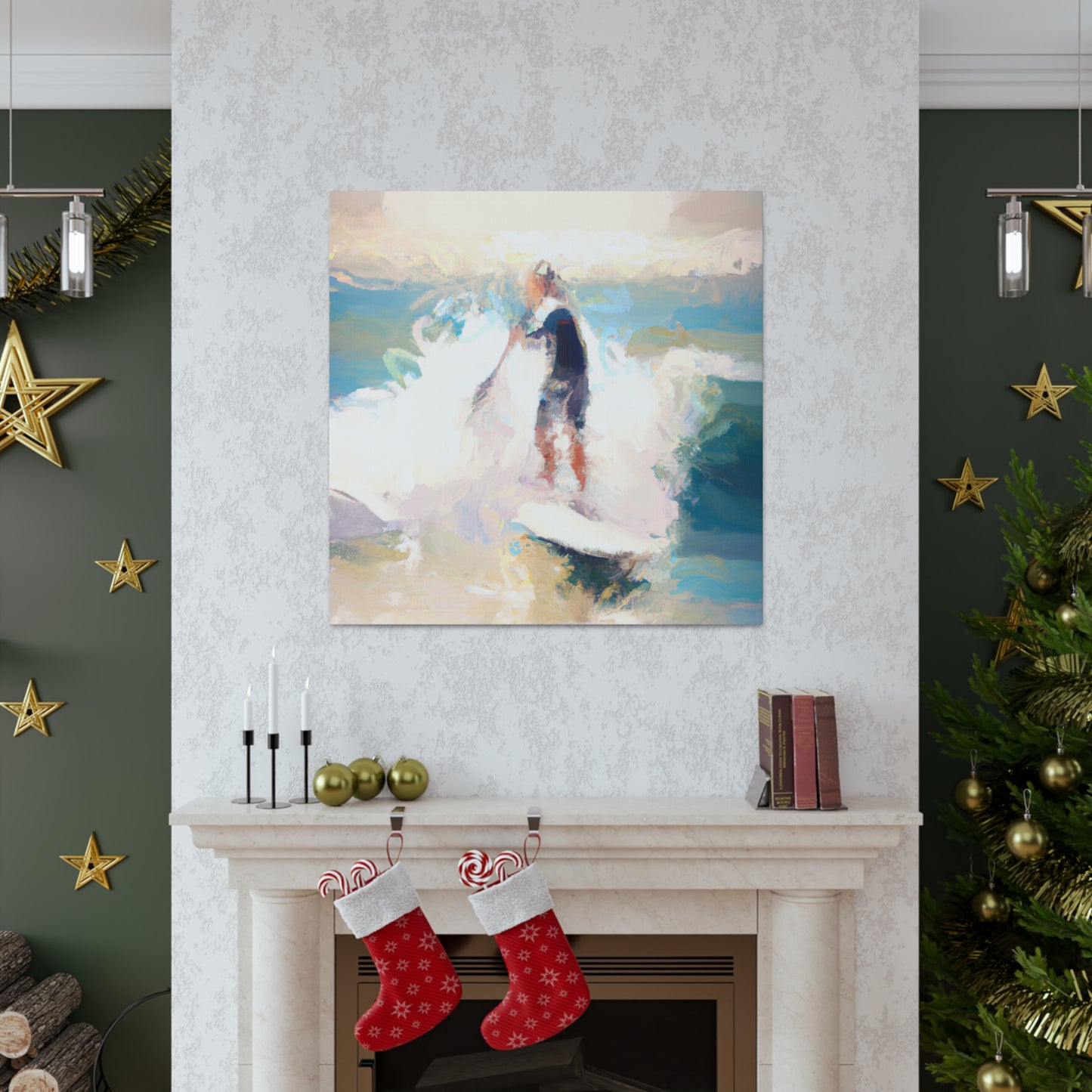 Surfers on Sunset Beach - Canvas