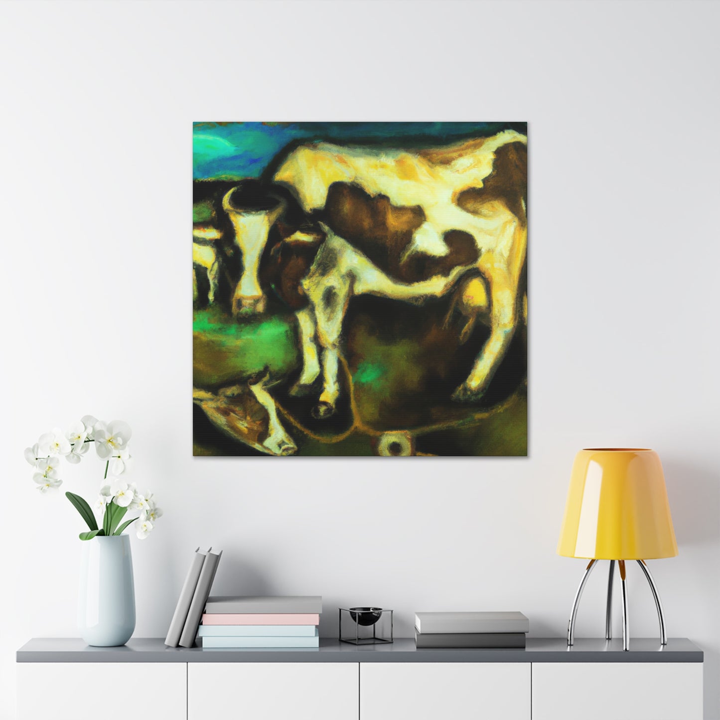 Cow in Cosmic Sky - Canvas