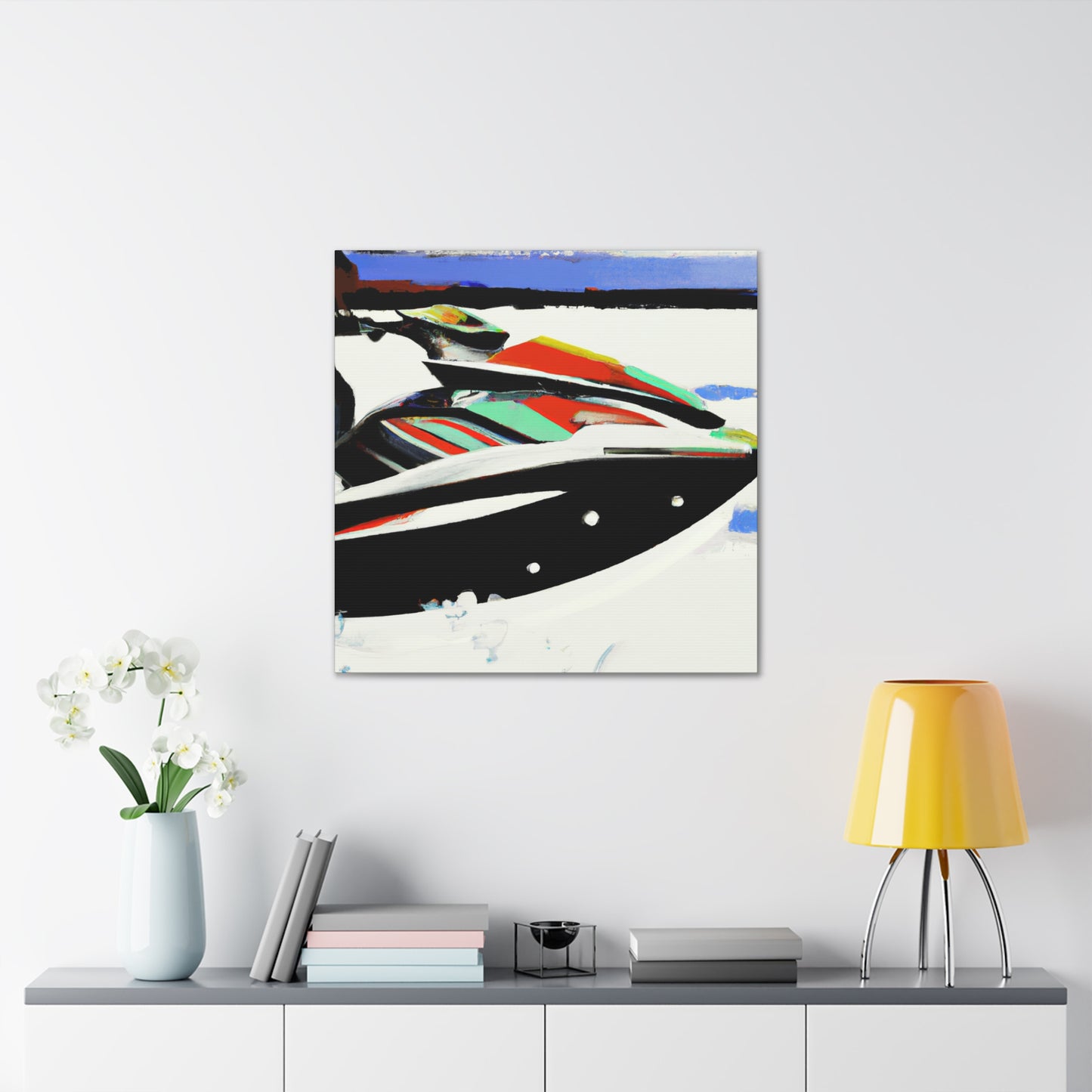 "Skiing on Moonlight River" - Canvas