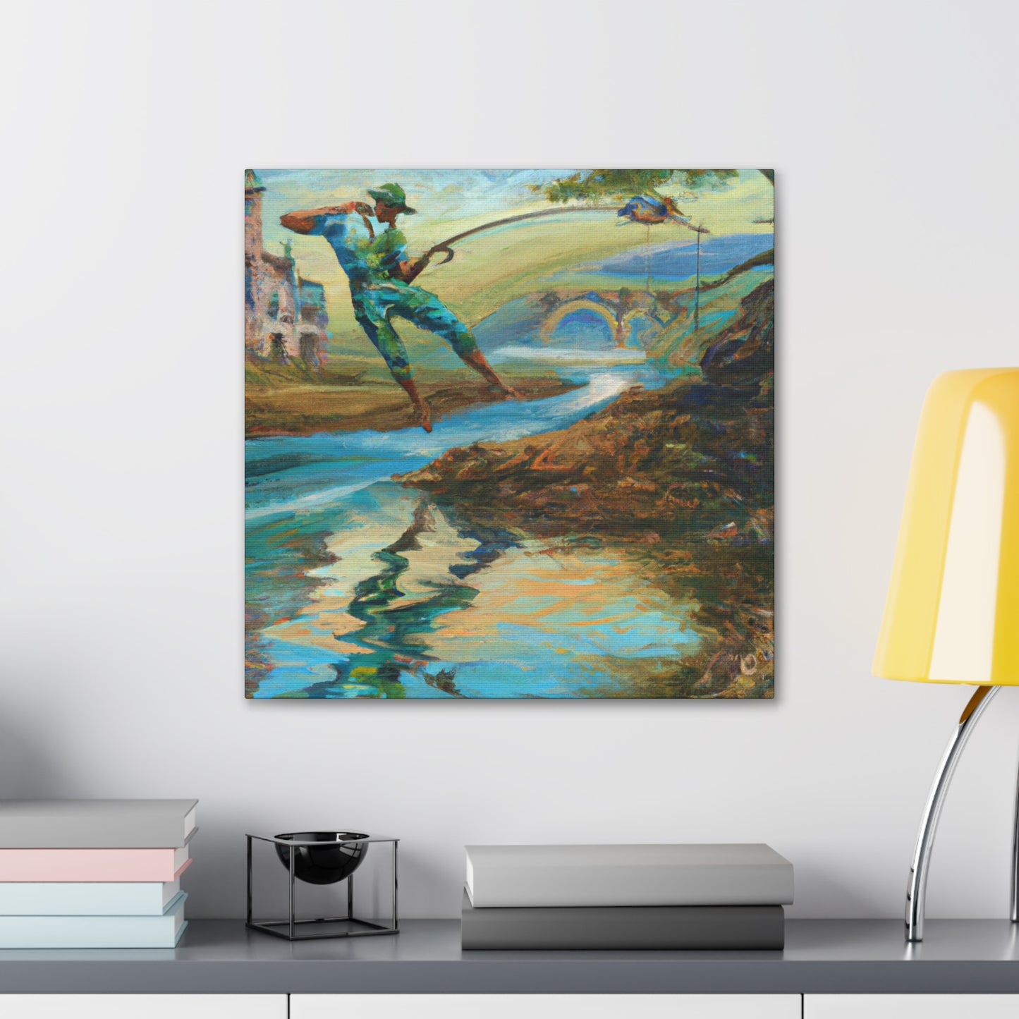 Fishing in Aquamarine Hues - Canvas