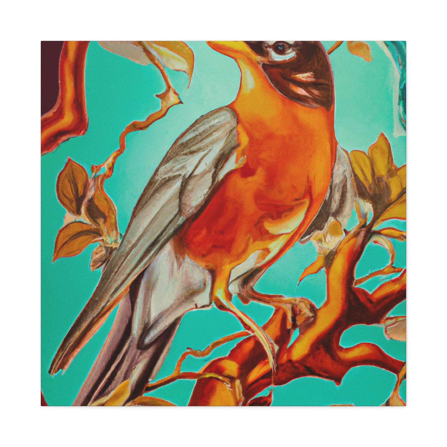 "American Robin's Songbird Symphony" - Canvas