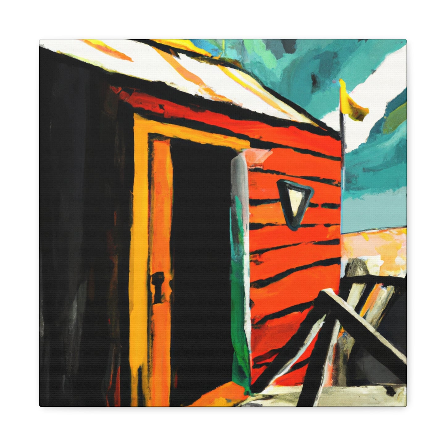 "Beach Hut Abstraction" - Canvas