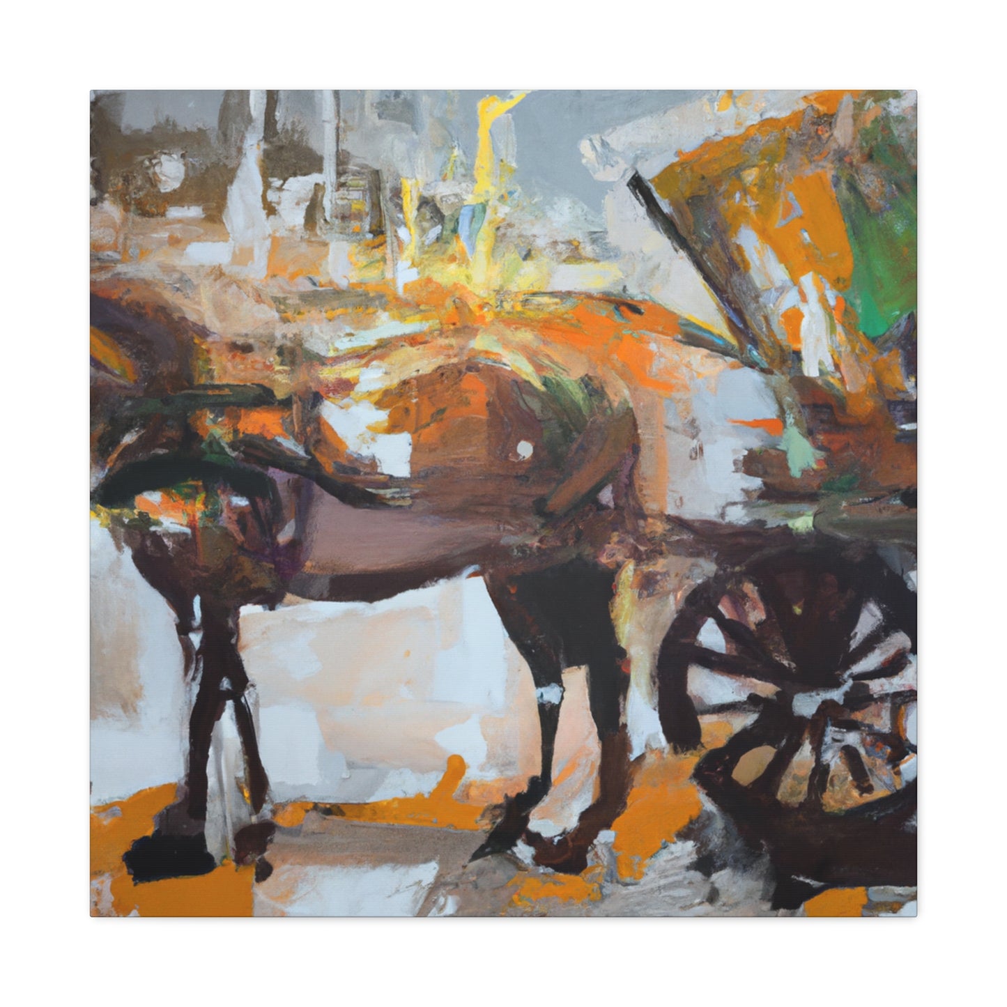 "Horse and Carriage Journey" - Canvas