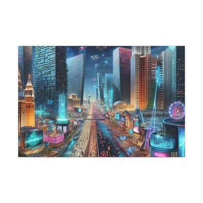 Neon Mirage Nightscape - Canvas