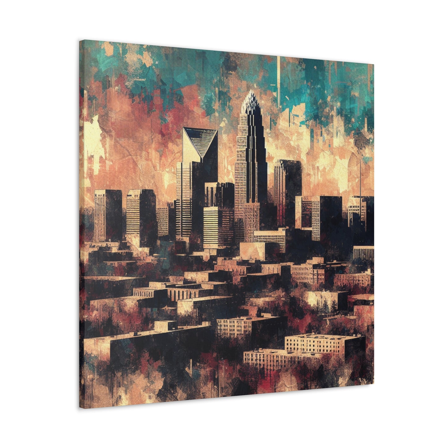 Carolinas tumultuous cityscape blending. - Canvas