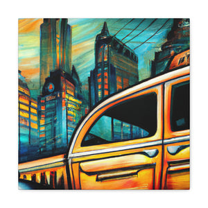 "Taxi at Midnight Glow" - Canvas