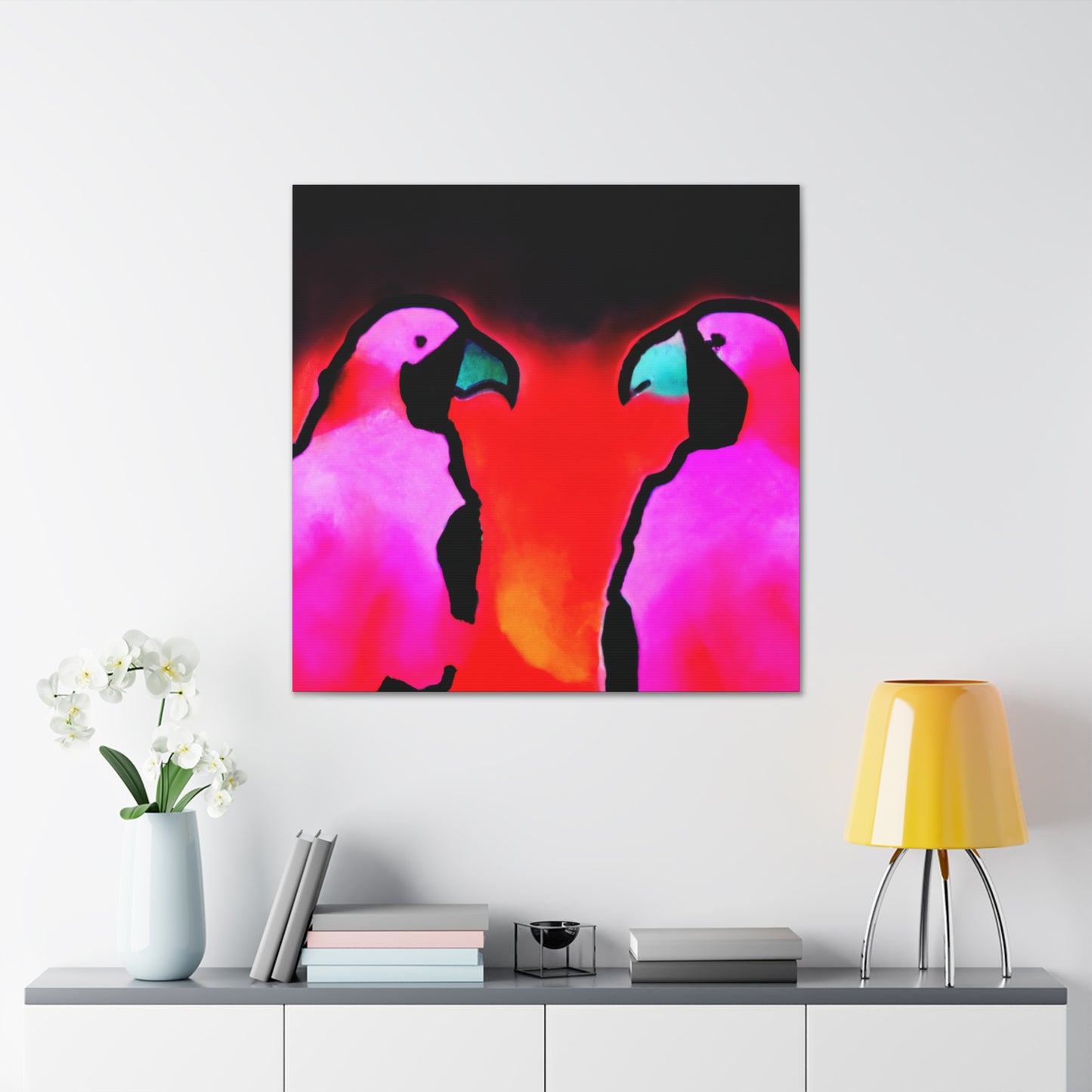 Lovebirds in Embrace - Canvas