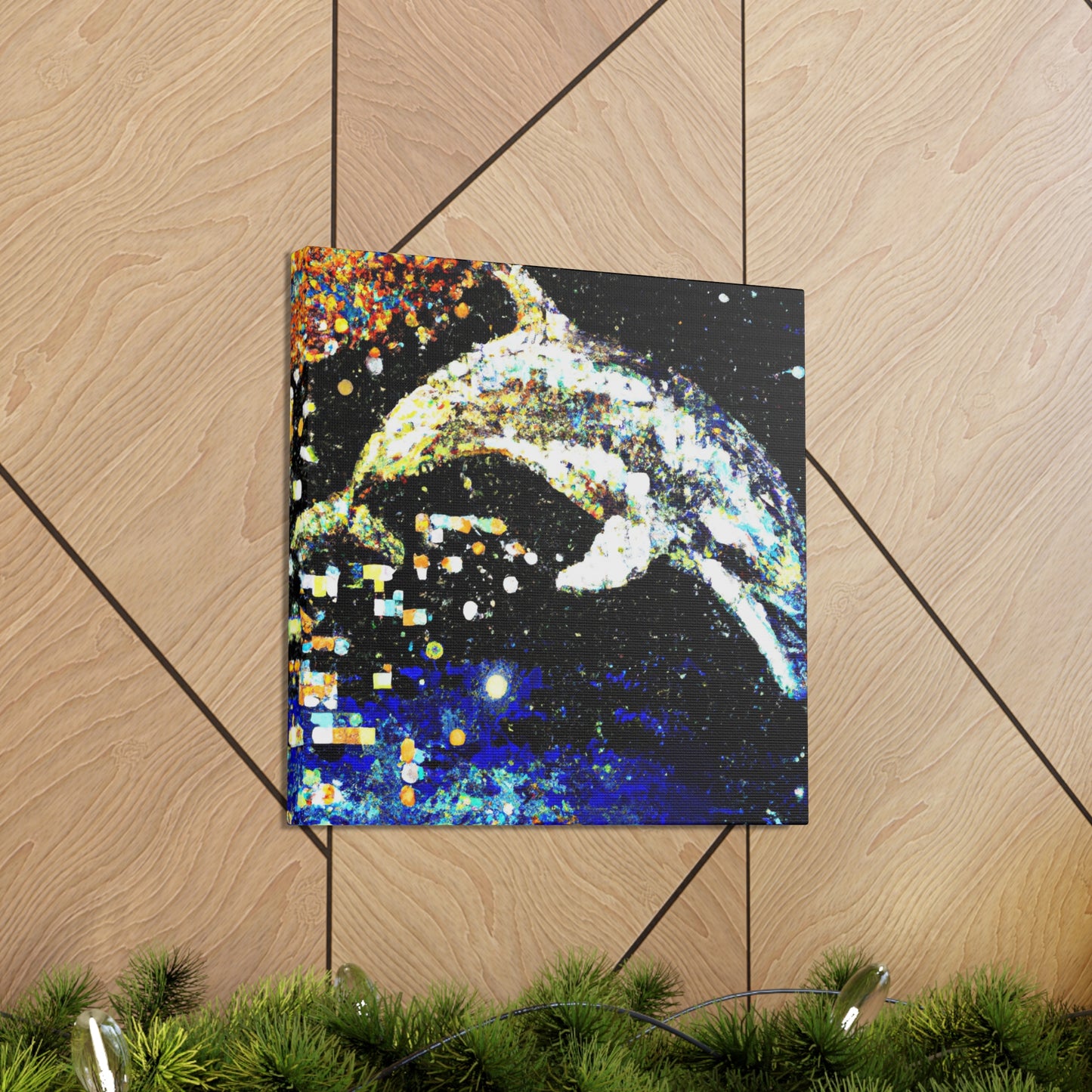 Dolphins in Pointillism - Canvas