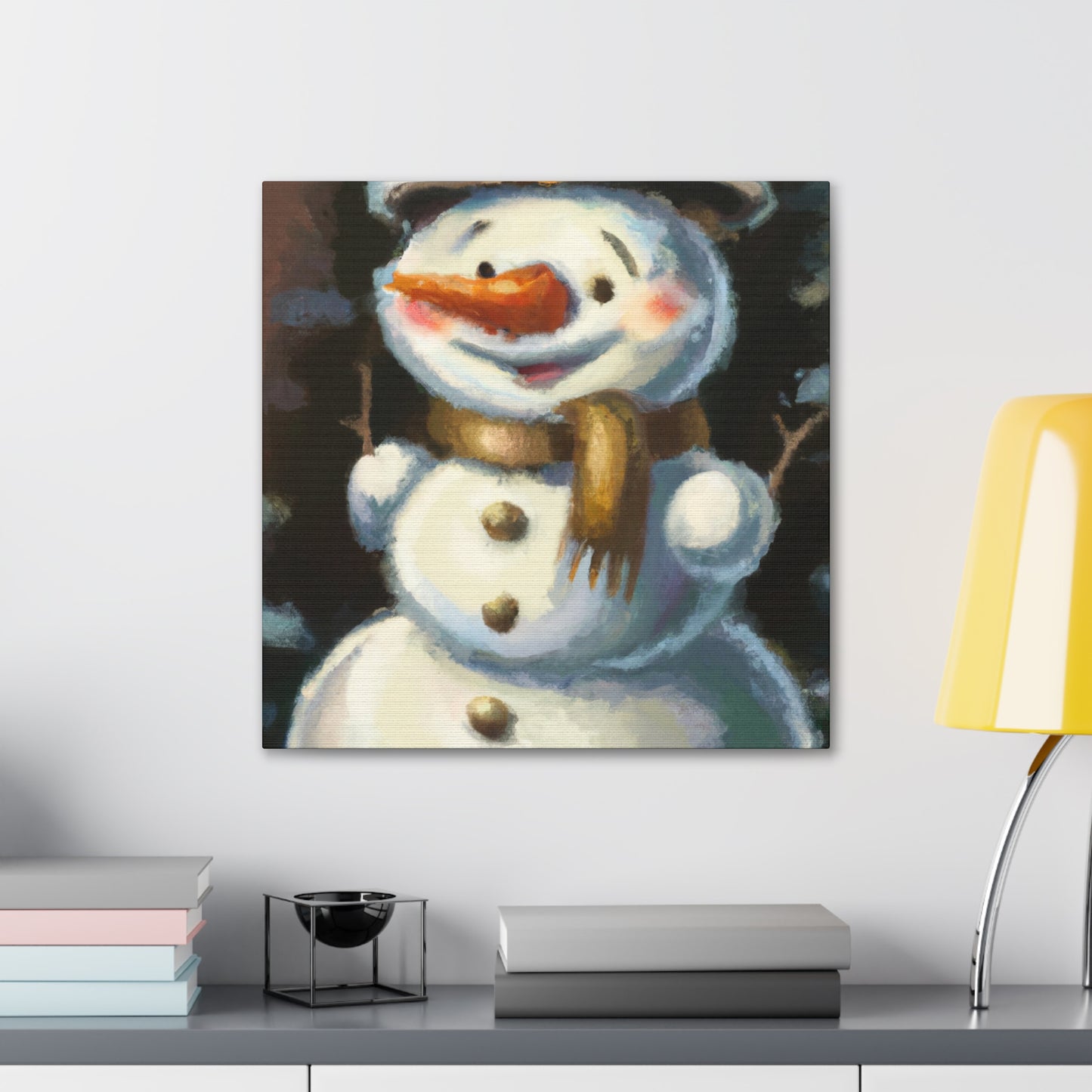 "A Winter Snowman Smile" - Canvas