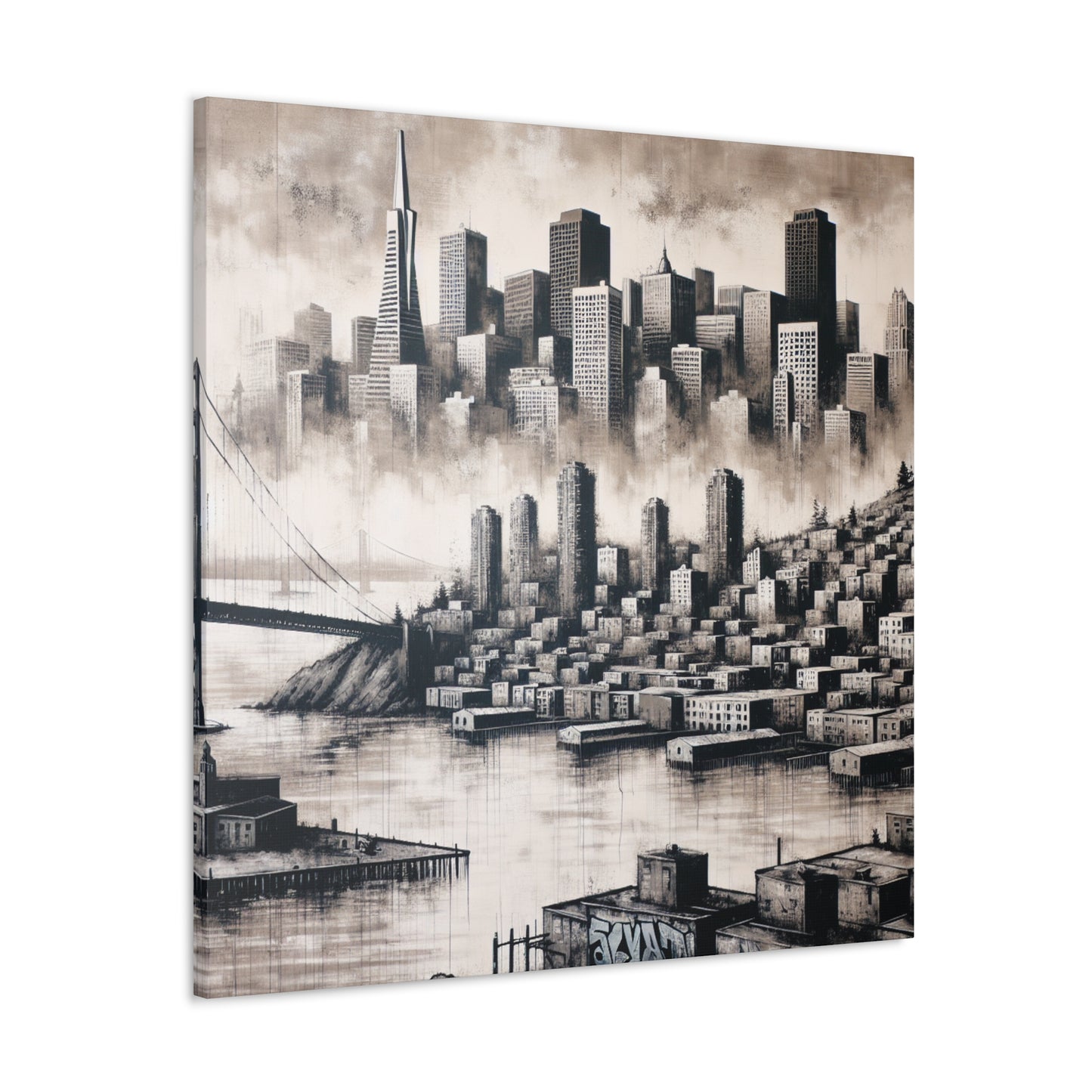 Golden City in Motion. - Canvas