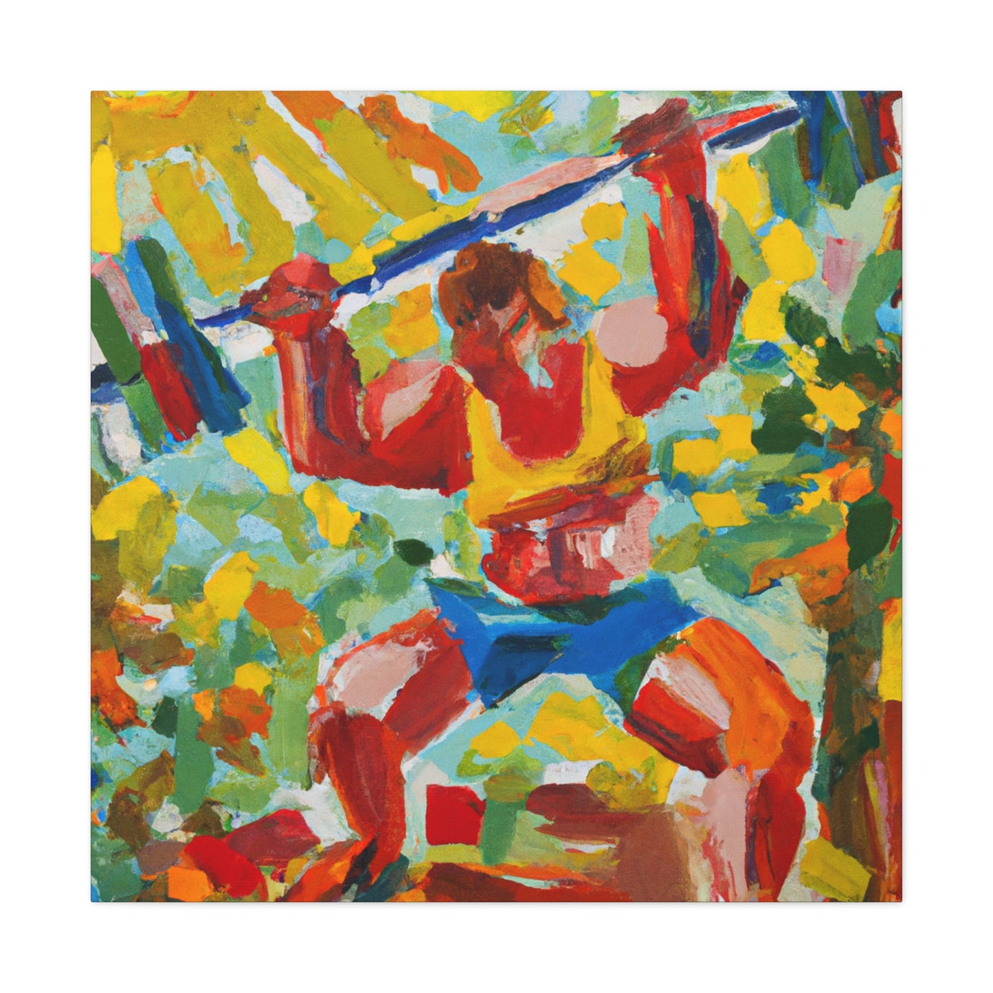 Muscular Man Lifting - Canvas