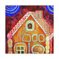 Gingerbread houses are a classic decoration in Art Decor from the 1920s. This popular craft is a fun and festive way to add some nostalgia and whimsy to any room. Gingerbread houses are constructed from edible components, typically dark - Canvas