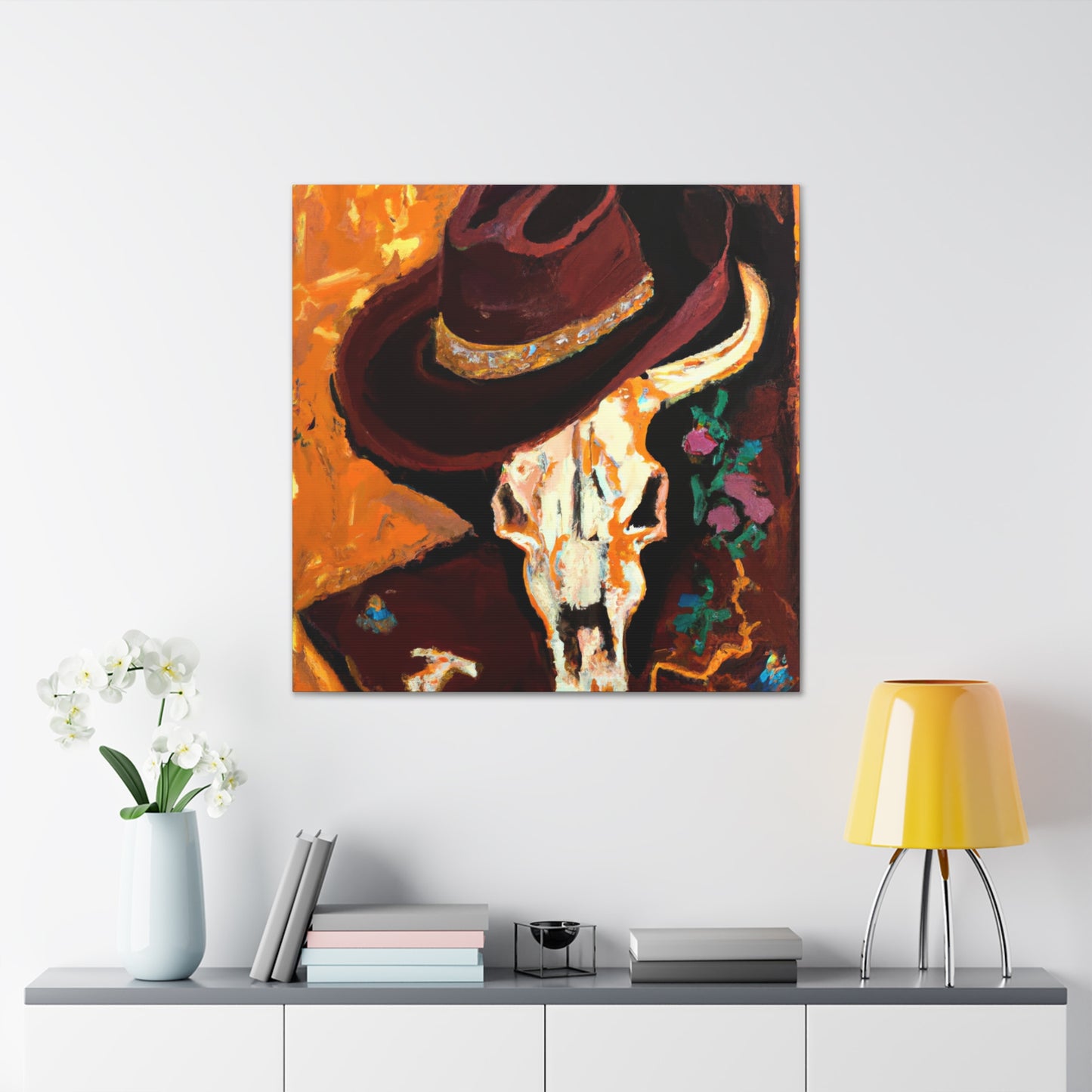 "Cow Skull in Rococo". - Canvas