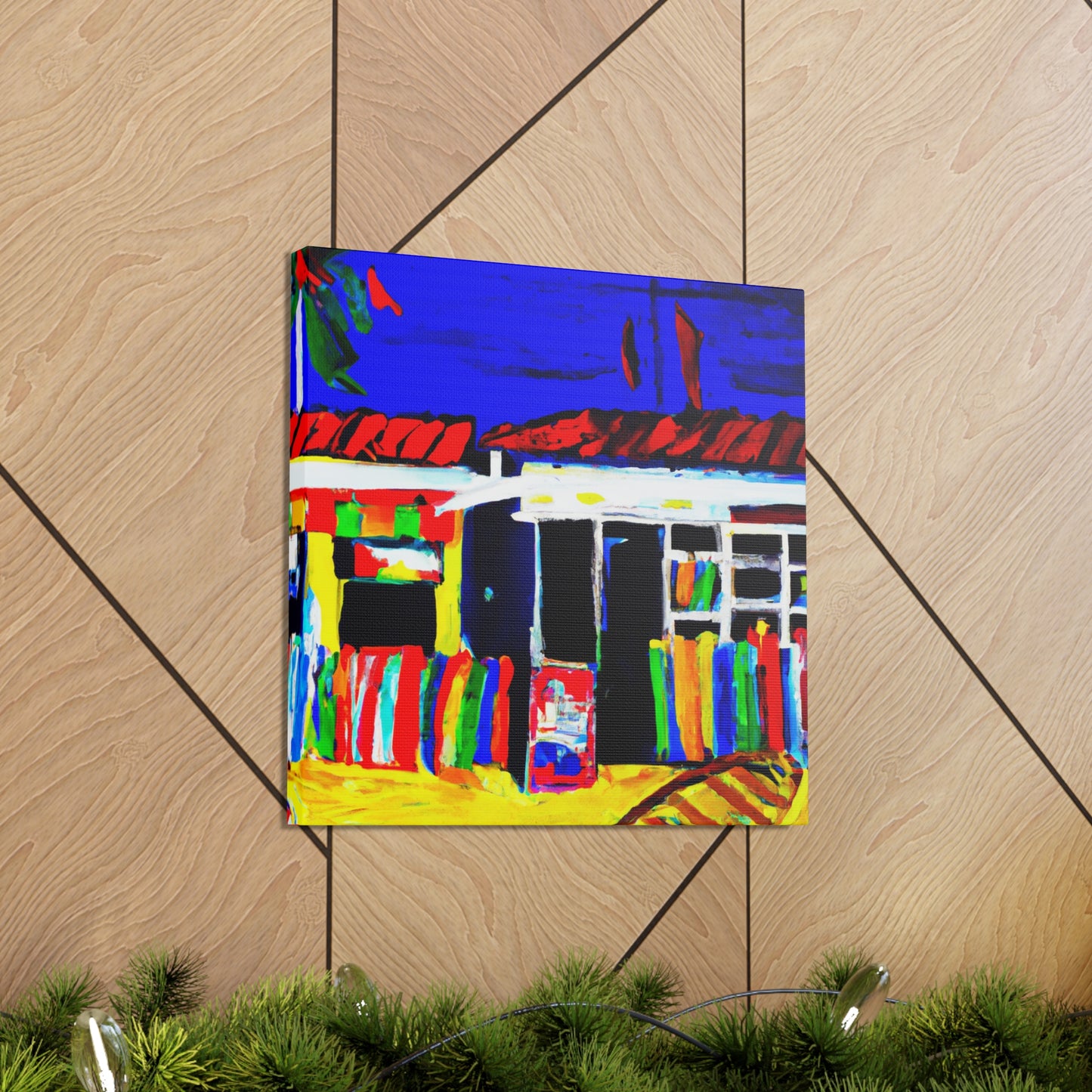 "Beach Shops Expressionism" - Canvas