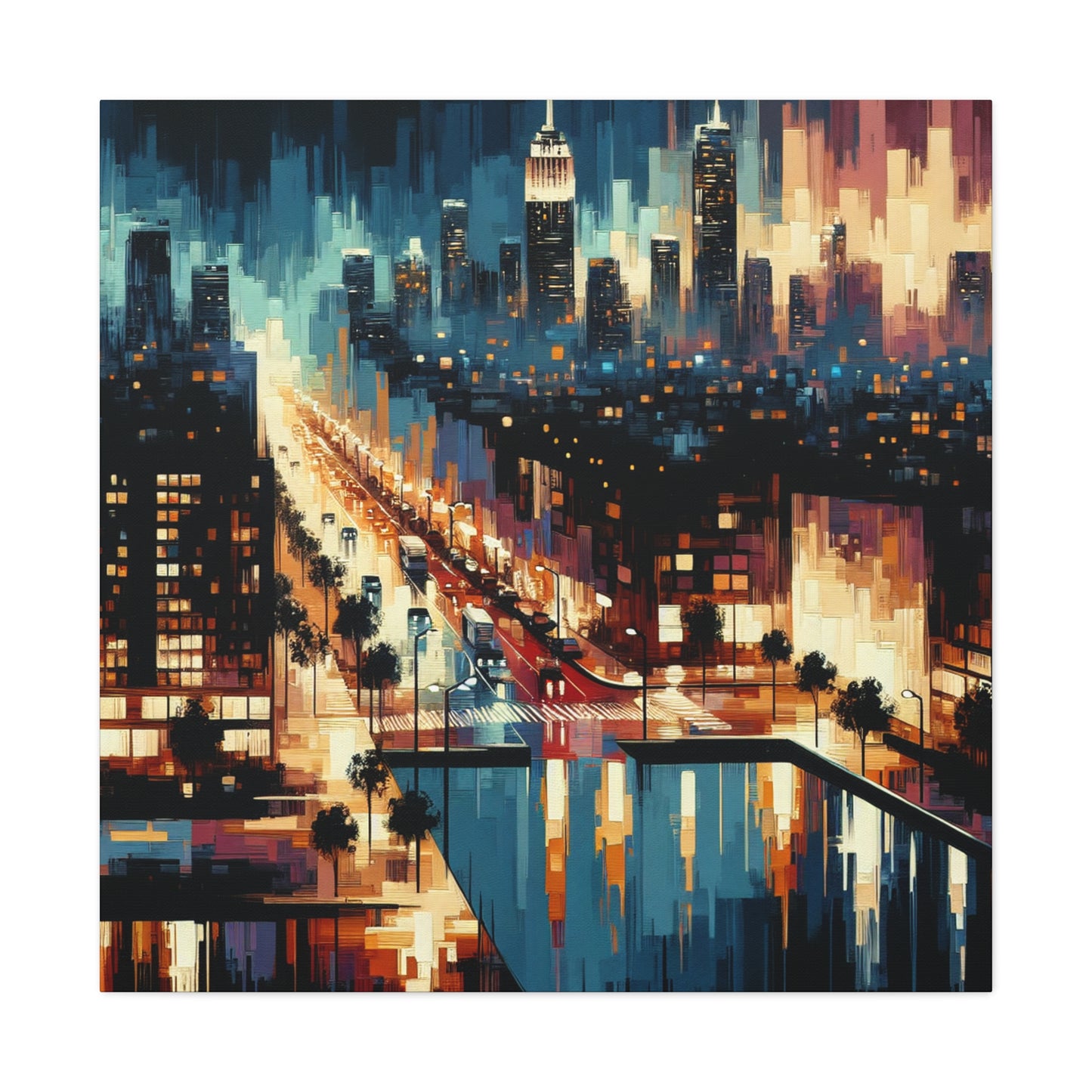 Midnight Metropolis Glow - Canvas