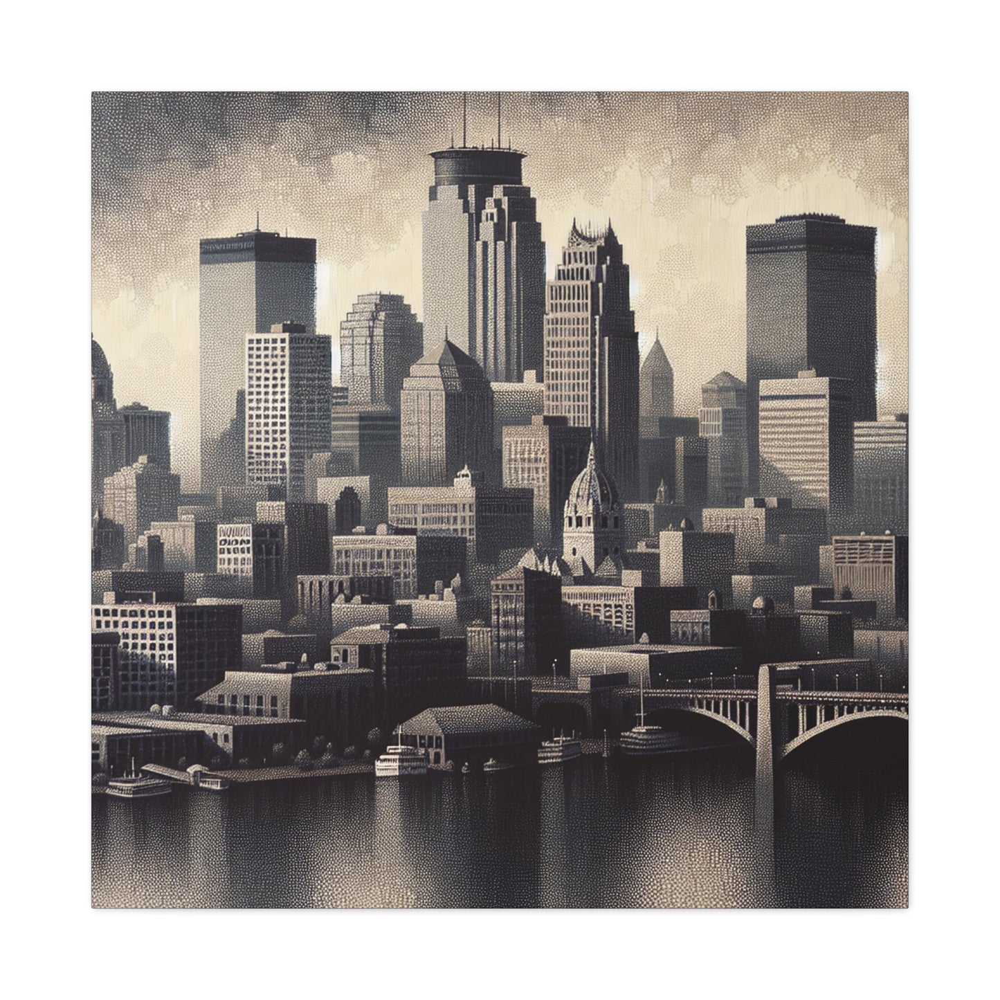 "Twilight Tapestry: Urban Hues" - Canvas