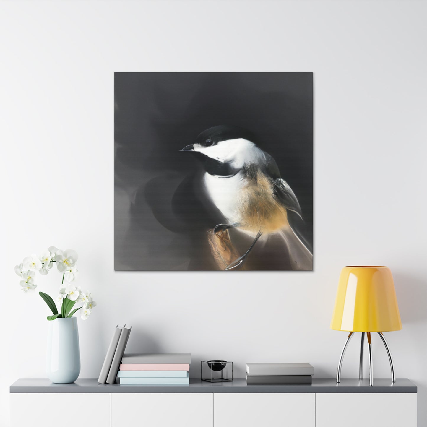 "Chickadee in the Spring". - Canvas