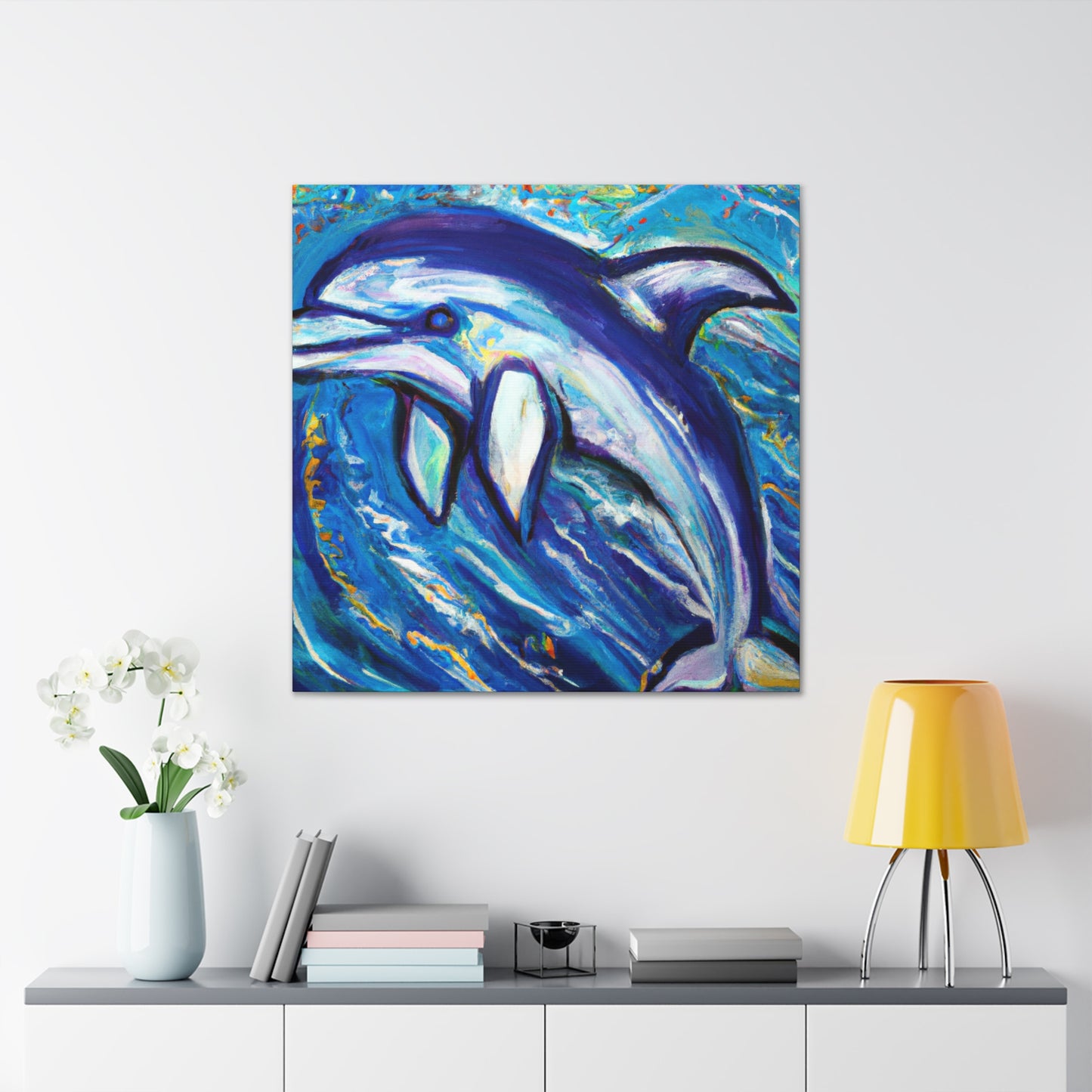 Dolphins in Expressionism - Canvas