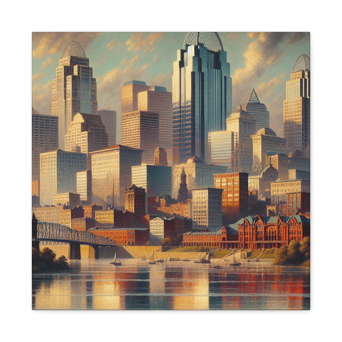 "Riverside Serenity: Cincinnati" - Canvas