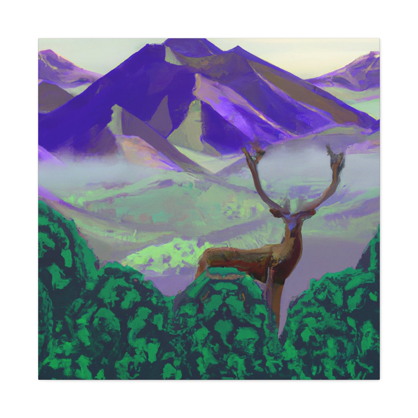 Deer in the Mist - Canvas