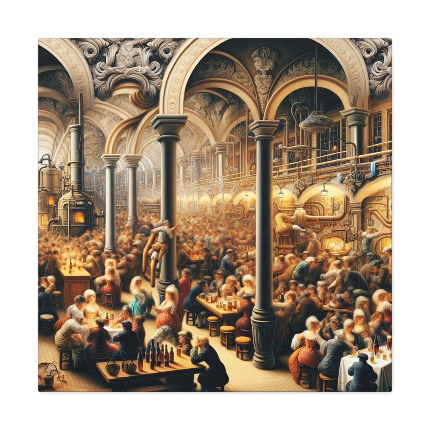 "Bustling Tavern Revelry" - Canvas