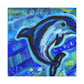 Dolphin in Blue Spray - Canvas