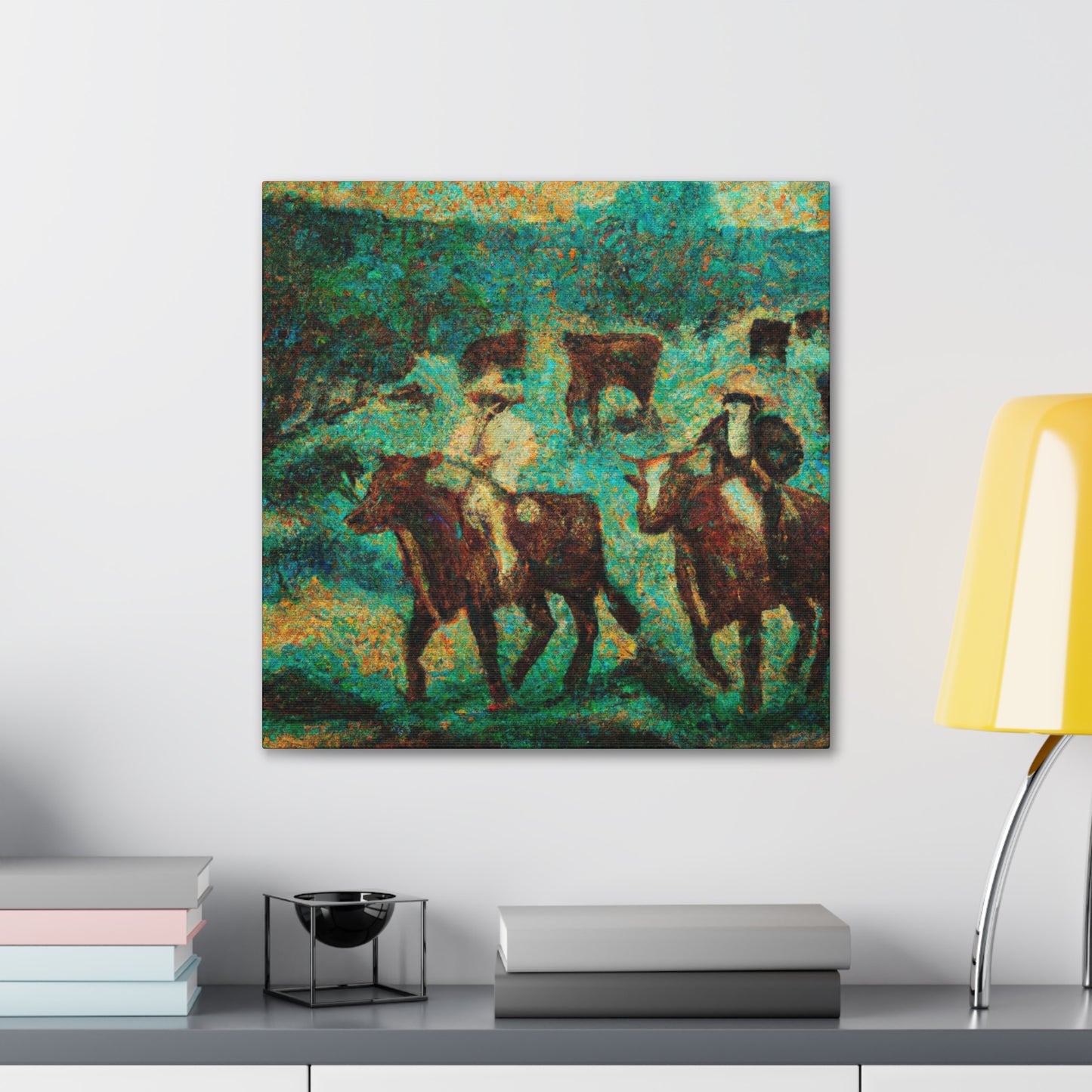 "Herd of Cattle Drive" - Canvas