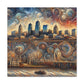 "Cityscape Symphony: Kansas Reflections" - Canvas