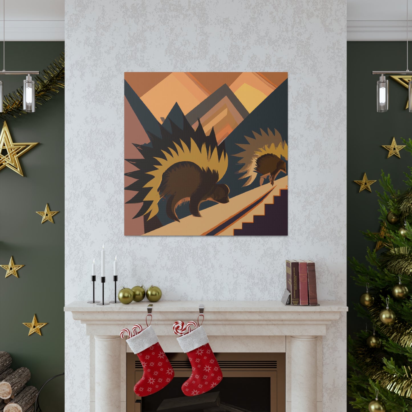 Porcupine in Art Deco - Canvas