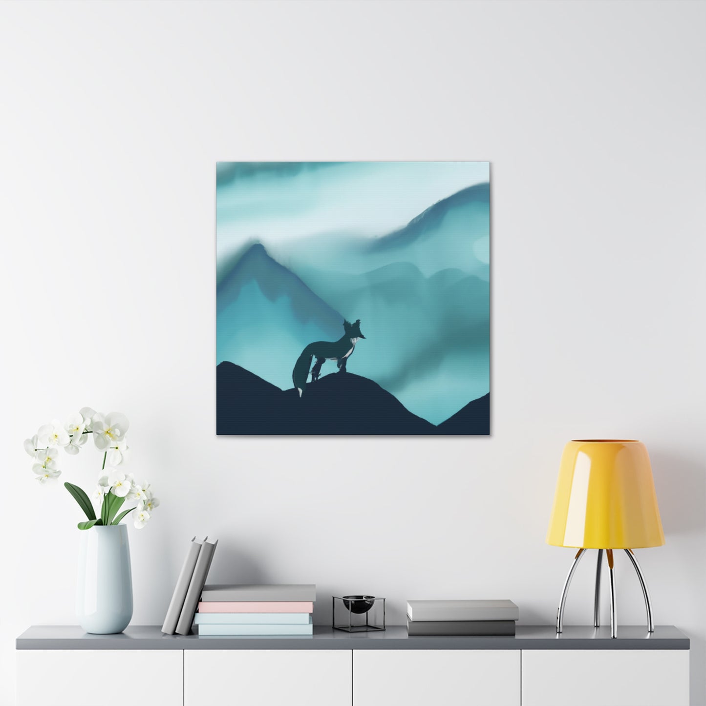 Fox and Moon Dreaming - Canvas