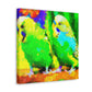 Budgies in Bloom. - Canvas