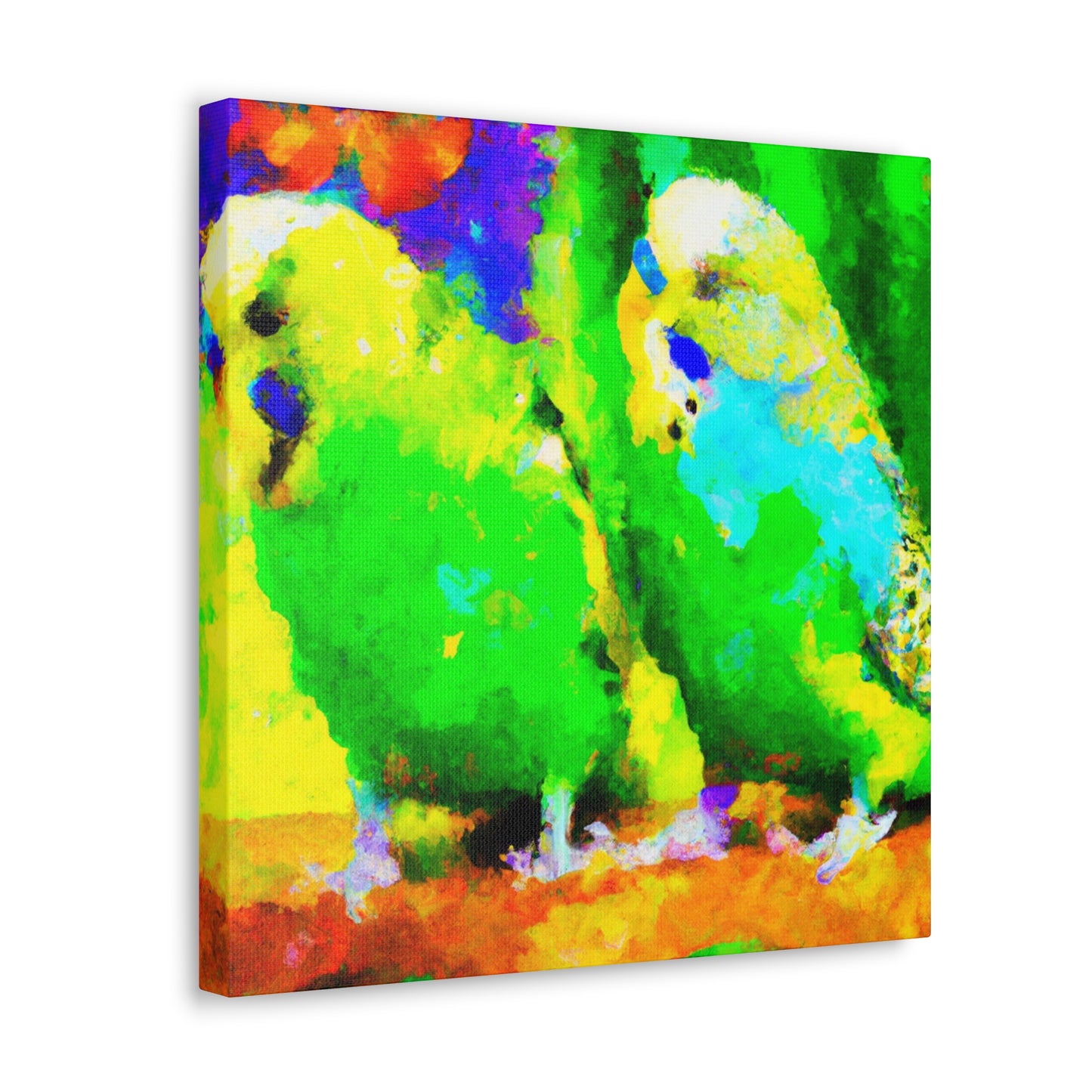 Budgies in Bloom. - Canvas