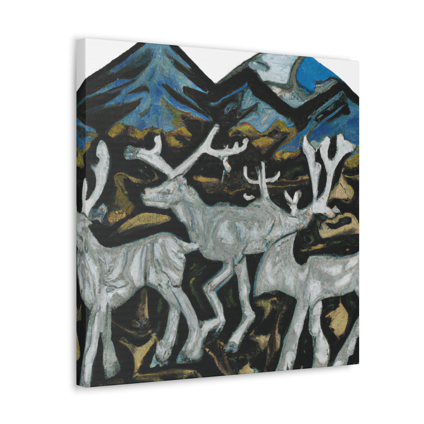 "Deer in Moonlight Scene" - Canvas