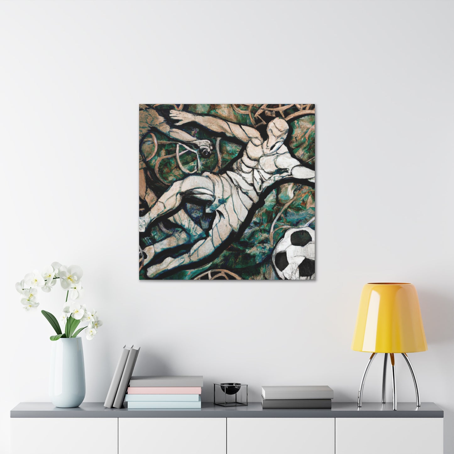 "Playing Soccer in Art Nouveau" - Canvas