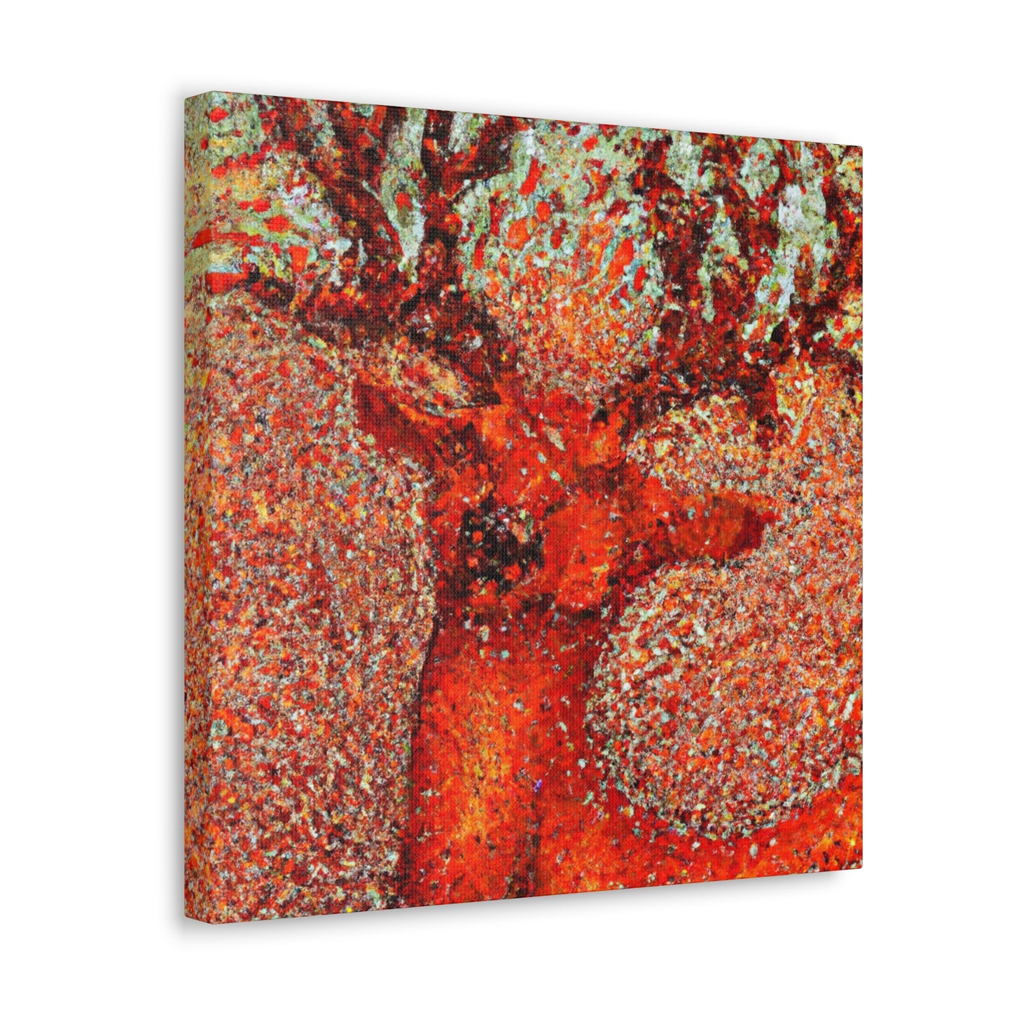 "Reindeer Pointillism Scene" - Canvas