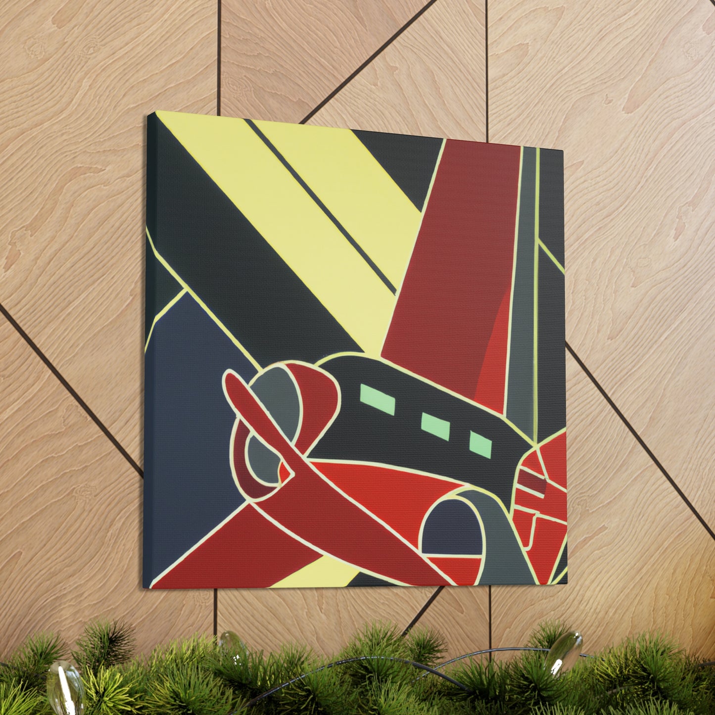 "Skyward Art Deco Plane" - Canvas