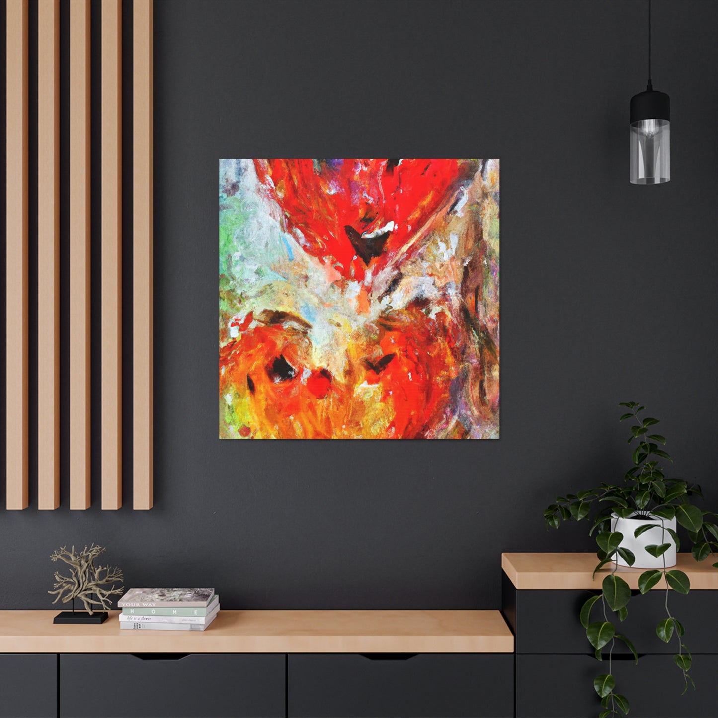 "Cherished Lovebirds Bloom" - Canvas